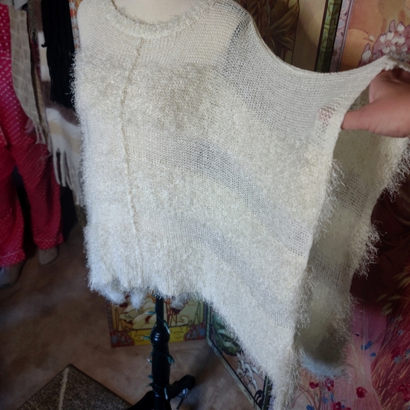 Fuzzy White Poncho - Picture 3 of 5